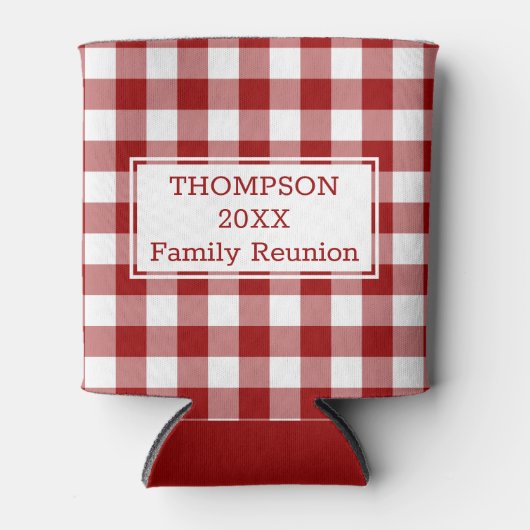Rood Wit Buffel Controleer Aangepaste Naam Familie Blikjeskoeler (Voorkant)