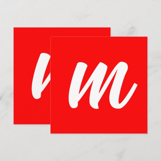 Rood Wit Calligrafie Monogram Initiaal Letter (Voorkant / Achterkant)