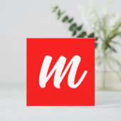Rood Wit Calligrafie Monogram Initiaal Letter (Staand voorkant)