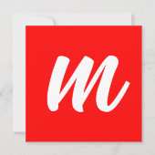 Rood Wit Calligrafie Monogram Initiaal Letter (Voorkant)
