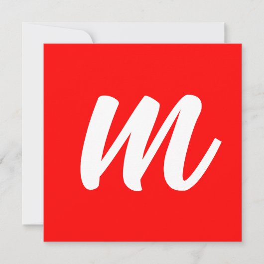 Rood Wit Calligrafie Monogram Initiaal Letter (Voorkant)