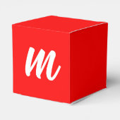 Rood Wit Calligrafie Monogram Initiaal Letter Bedankdoosjes (Achterkant)