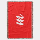 Rood Wit Calligrafie Monogram Initiaal Letter Deken (Voorkant Verticaal)