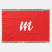 Rood Wit Calligrafie Monogram Initiaal Letter Deken (Voorkant)