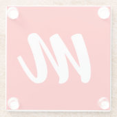 Rood Wit Calligrafie Monogram Initiaal Letter Glazen Onderzetter (Achterkant)