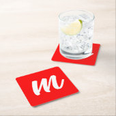 Rood Wit Calligrafie Monogram Initiaal Letter Kartonnen Onderzetters (Insitu)