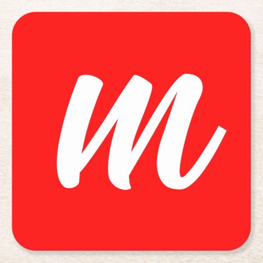 Rood Wit Calligrafie Monogram Initiaal Letter Kartonnen Onderzetters (Voorkant)