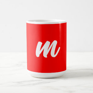 Rood Wit Calligrafie Monogram Initiaal Letter Koffiemok