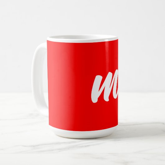 Rood Wit Calligrafie Monogram Initiaal Letter Koffiemok (Voorkant links)