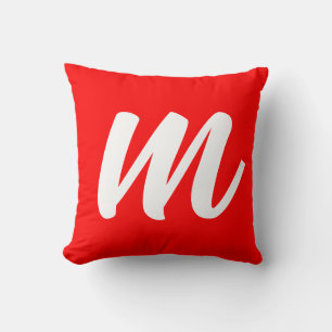 Rood Wit Calligrafie Monogram Initiaal Letter Kussen