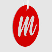 Rood Wit Calligrafie Monogram Initiaal Letter Ornament (voorkant)