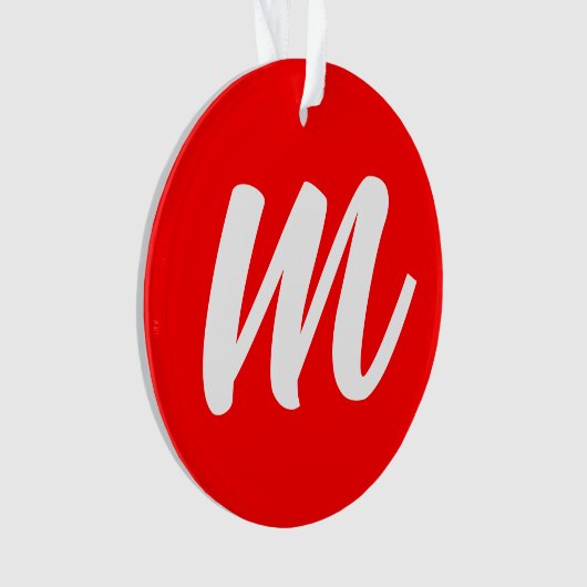 Rood Wit Calligrafie Monogram Initiaal Letter Ornament (voorkant)