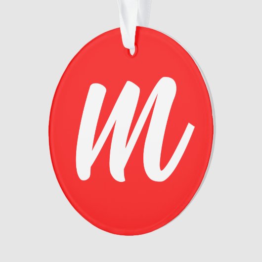 Rood Wit Calligrafie Monogram Initiaal Letter Ornament (voorkant)