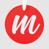 Rood Wit Calligrafie Monogram Initiaal Letter Ornament (voorkant)