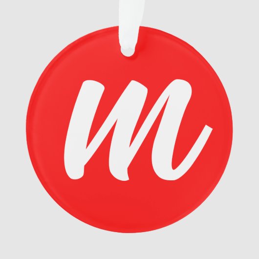 Rood Wit Calligrafie Monogram Initiaal Letter Ornament (voorkant)