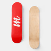Rood Wit Calligrafie Monogram Initiaal Letter Persoonlijk Skateboard (Voorkant)