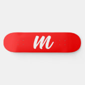 Rood Wit Calligrafie Monogram Initiaal Letter Persoonlijk Skateboard (Horizontaal)