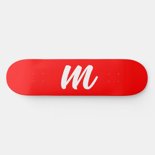 Rood Wit Calligrafie Monogram Initiaal Letter Persoonlijk Skateboard (Horizontaal)