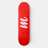 Rood Wit Calligrafie Monogram Initiaal Letter Persoonlijk Skateboard (Voorkant)