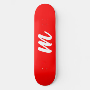 Rood Wit Calligrafie Monogram Initiaal Letter Persoonlijk Skateboard