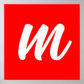 Rood Wit Calligrafie Monogram Initiaal Letter Poster (Voorkant)