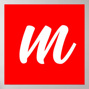 Rood Wit Calligrafie Monogram Initiaal Letter Poster