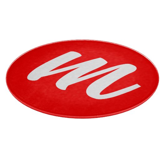 Rood Wit Calligrafie Monogram Initiaal Letter Snijplank (Hoek)