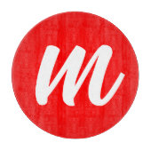 Rood Wit Calligrafie Monogram Initiaal Letter Snijplank (Voorkant)
