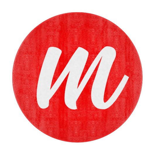 Rood Wit Calligrafie Monogram Initiaal Letter Snijplank (Voorkant)