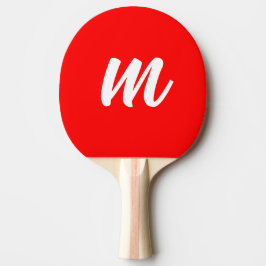 Rood Wit Calligrafie Monogram Initiaal Letter Tafeltennisbatje
