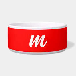 Rood Wit Calligrafie Monogram Initiaal Letter Voerbakje