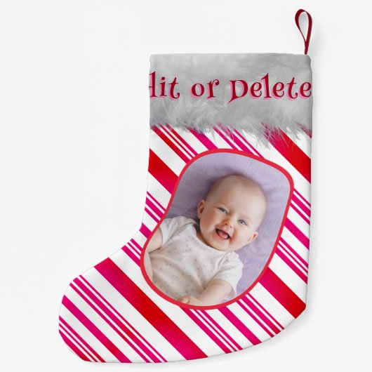 Rood Wit Candy Cane Patroon Klassiek Kerstplezier Kleine Kerstsok (Achterkant)