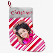 Rood Wit Candy Cane Patroon Klassiek Kerstplezier Kleine Kerstsok (Voorkant)