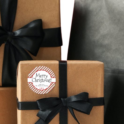 Rood & Wit Candy Cane Stripe Holiday Gift Labels