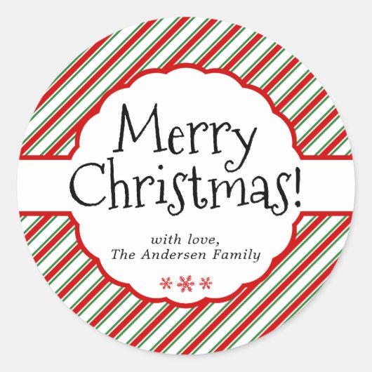 Rood & Wit Candy Cane Stripe Holiday Gift Labels (Voorkant)