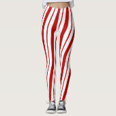 Rood & Wit Candy Cane Stripes Feestelijke Kerstmis Leggings (Voorkant)