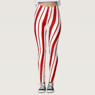 Rood & Wit Candy Cane Stripes Feestelijke Kerstmis Leggings