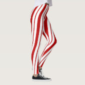 Rood & Wit Candy Cane Stripes Feestelijke Kerstmis Leggings (Rechts)