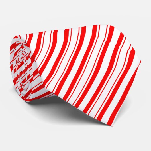 Rood Wit Candy Cane Stripes Kerstmis Stropdas (Opgerold)