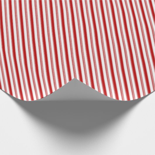 Rood & Wit Candy Cane Stripes (kleinschalig) Cadeaupapier (Hoek)