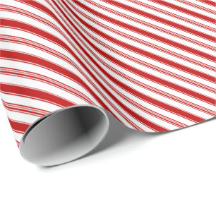 Rood & Wit Candy Cane Stripes (kleinschalig) Cadeaupapier