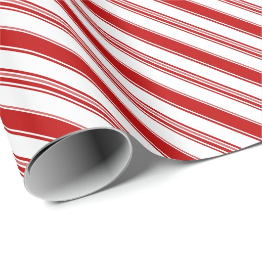 Rood & Wit Candy Cane Stripes (op grote schaal) Cadeaupapier (Rol Hoek)