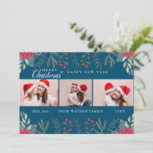 Rood & Wit Candy Cane Vakantie Foto Collage Kaart (Staand voorkant)