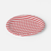 Rood Wit Candycane Stripes Vakantie Kerstmis Papieren Bordje (Gekanteld)