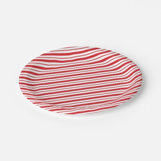 Rood Wit Candycane Stripes Vakantie Kerstmis Papieren Bordje (Gekanteld)