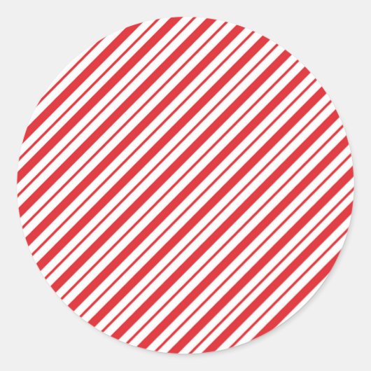 Rood Wit Candycane Stripes Vakantie Kerstmis Ronde Sticker (Voorkant)