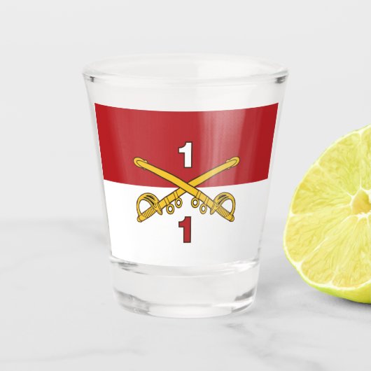 Rood & Wit Cavalerie Guidon Shot Glass Glas (Voorkant)