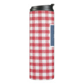 Rood & wit Check Blue Denim Name Lijst 12oz Thermosbeker (Gedraaid links)