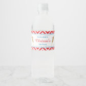 Rood & Wit Chevron Baseball Baby Waterfles Etiket (Voorkant)