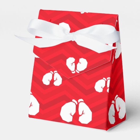 Rood, Wit, Chevron, Bokser, Bokshandschoenen Bedankdoosjes (Voorkant Zijde)
